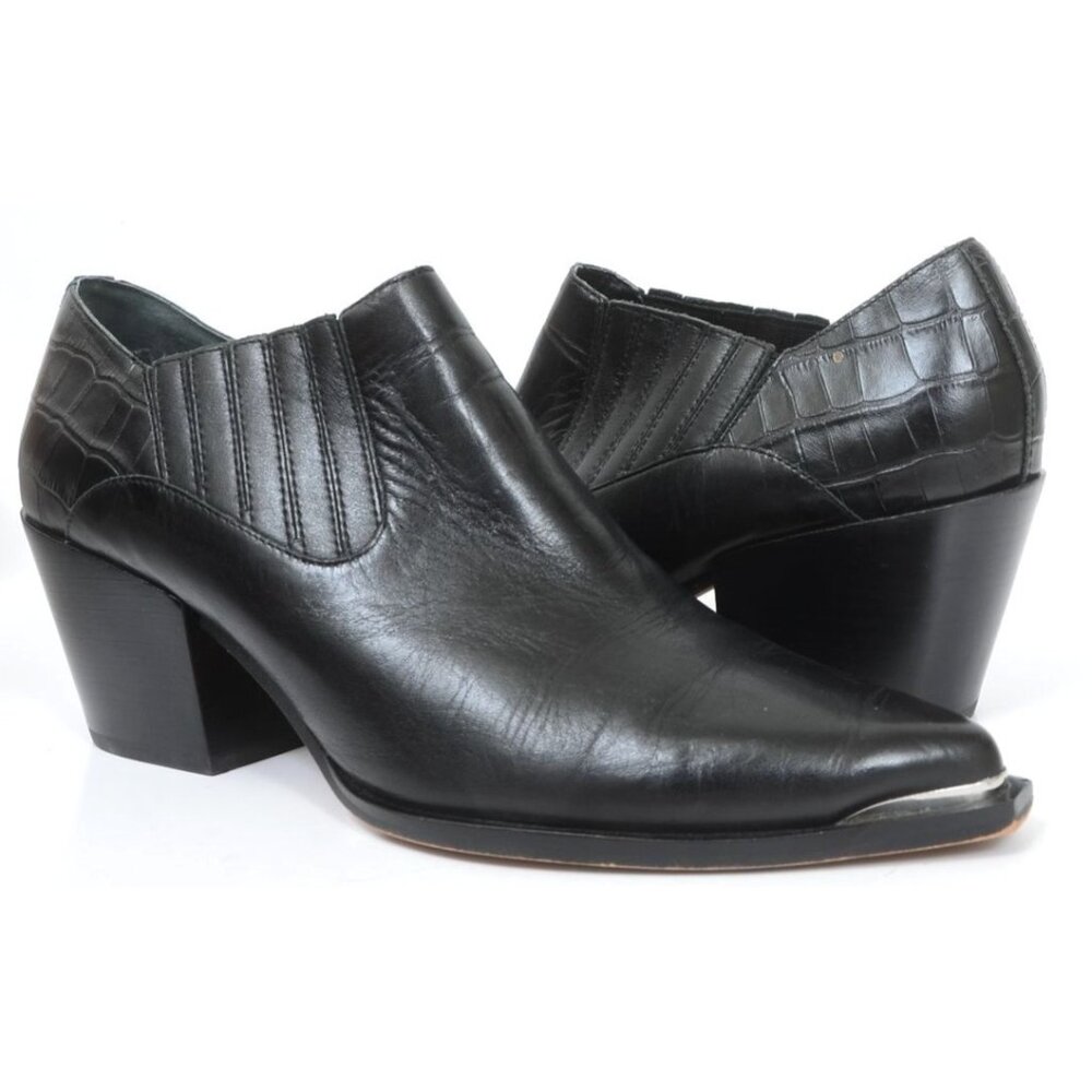 Dolce Vita Women's 10 Black Vegan Leather Western Ankle Booties Festival Cowgirl